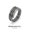 Sterling Zilver Tang-dynastie Graspatroon Mannenring - Retro Handgemaakt Dubbellaags Ontwerp