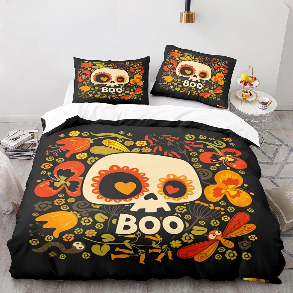 Nou Set de Lenjerie de Pat de Halloween cu Desen Animat Boo cu Imprimeu 3D, Husă de Plapumă Set de Pat Husă de Plapumă Față de Pernă, Mărime King Queen Twin Băieți Fete Adulți