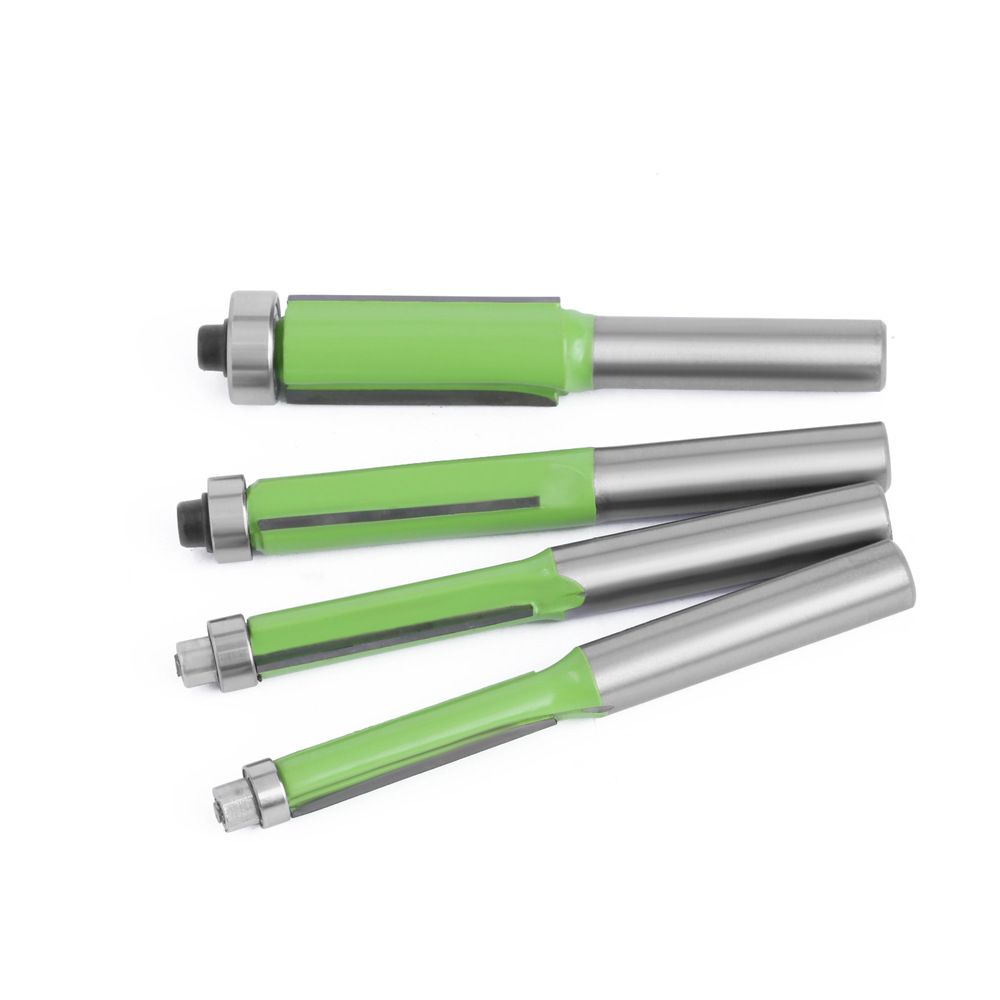 8mm Shank Bearing-Guided Trimming Router Bit - Double Flute Carbide Tipped Woodworking Edge Cutter for Flush Trim & Slotting