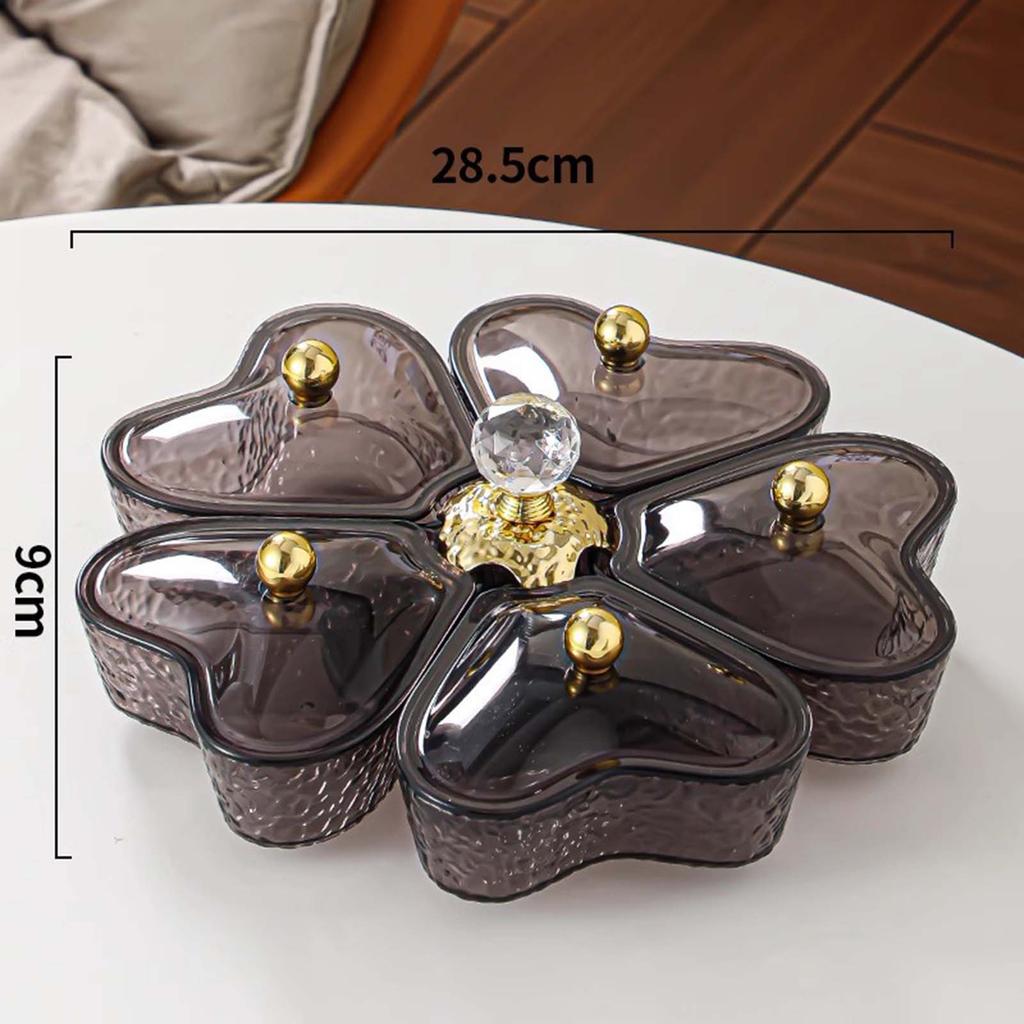 Divided Serving Tray Fruit Plate Organizer Nut Candy Veggie Tray Rotating Snack Platter for Candy Nuts Sweets Fruit Tea Party