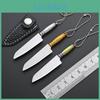 Sharp Stainless Blade Mini Steel Fixed Blade Knife Portable Pocket Keychain Unpacking Knife Camping Survival With Leather Case