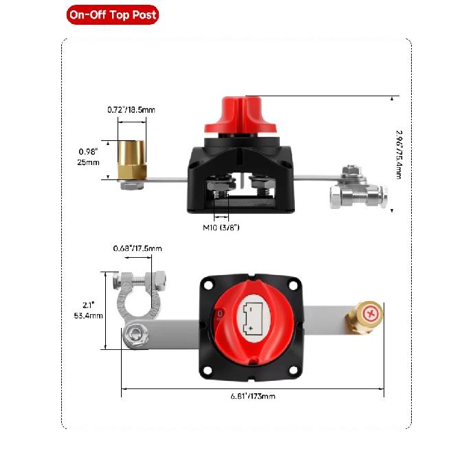 275A On Off Battery Disconnect Switch Master DC 12-48V Waterproof Battery Cut Off Switch for Car Vehicle RV Yacht and Boat
