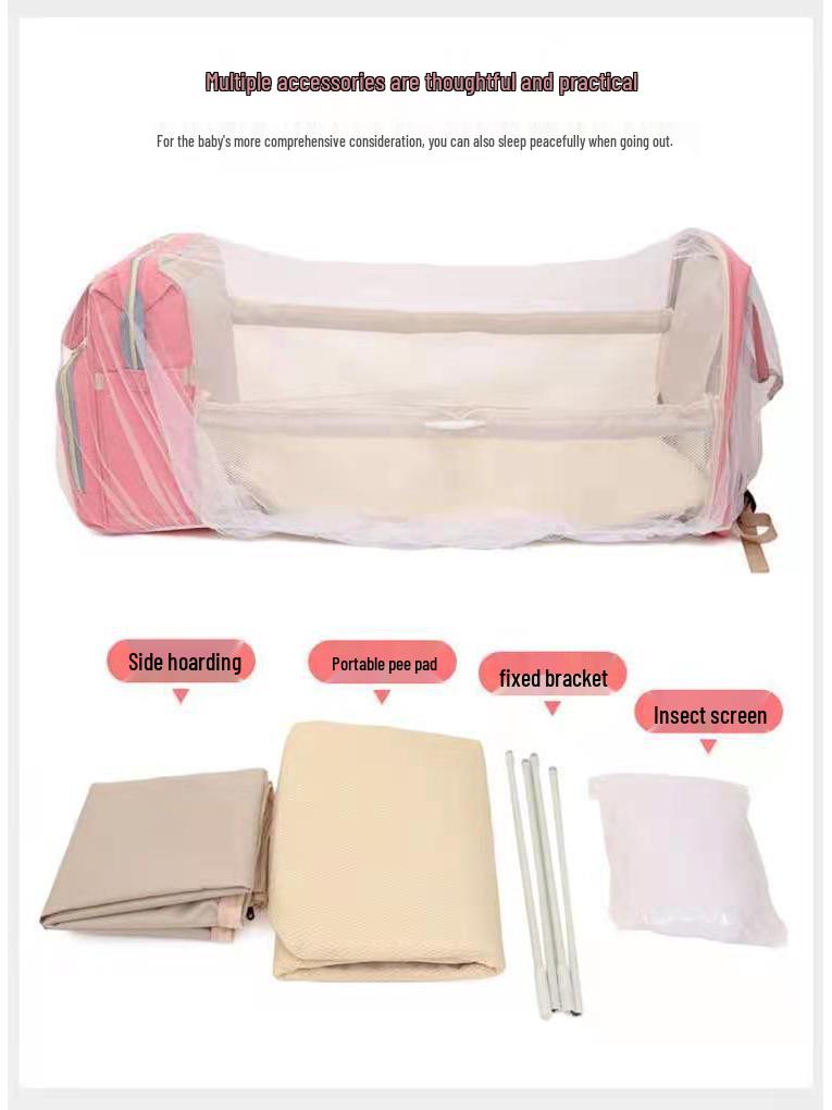 Multifunktionales Tragbares Babybett & Mama-Tasche: Leichter Faltbarer Moskitonetz-Rucksack
