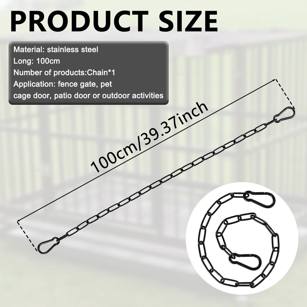 1/2Pcs Metal Gate Link Chain Lock 51cm 100 Cm Stainless Steel Pet Cage Gate Chain Lock with Spring Buckle for Outdoor Yard Door