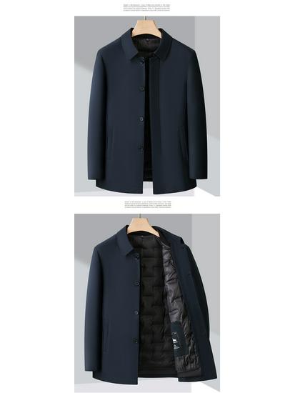 Men's Lightweight Business Casual Down Jacket - Warm Autumn/Winter Outerwear for Middle-Aged/Elderly