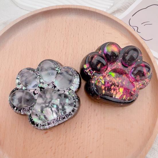 Clear Cat Paw Squeeze Toy Anxiety Stress Relief Glitter Kitten Paw Pinch Sensory Toy