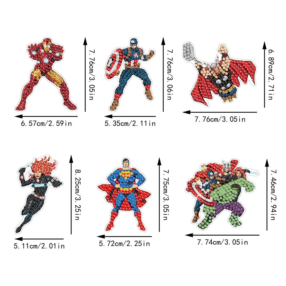 6pcs/Set Superhero Series Diamond Painting Magnets for Refrigerator Diamond Art Fridge Magnets for Adults Diamond Art Refrigerator Magnets Kits