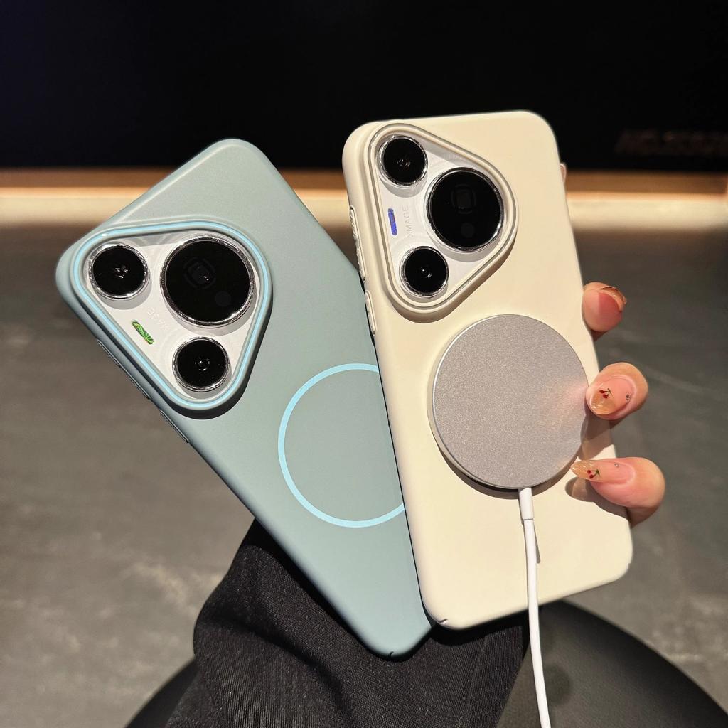 Suitable for Huawei P70 Ultra Soft PC Magnetic Suction Phone Case P60pro Solid Color Skin Feeling P50 Protective Case Large Hole