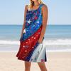 Women's Stylish Casual Independence Day Print Cuffless Pocket Dress