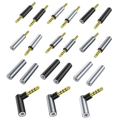3.5mm AUX Converters Male Female Connectors Adapter Stereo Coupler Extender 4-Section for Cable Extension