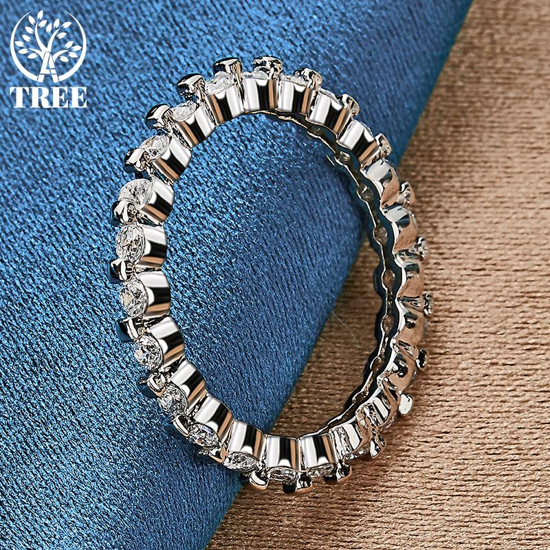925 Sterling Silver Full AAA Zircon Ring Jewelry