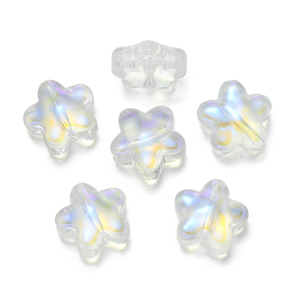 

10Pcs/lot Glass Flower Bead Colorful Lampwork Five-Petal Flower Spacer Bead for Jewelry Making DIY Bracelet Necklace Accessories белый
