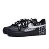 Nike Air Force 1 Slip Resistant Abrasion Resistant Low Top Skateboard Shoes Unisex Black White Gray CW2288-001(Team80-S-BOX)