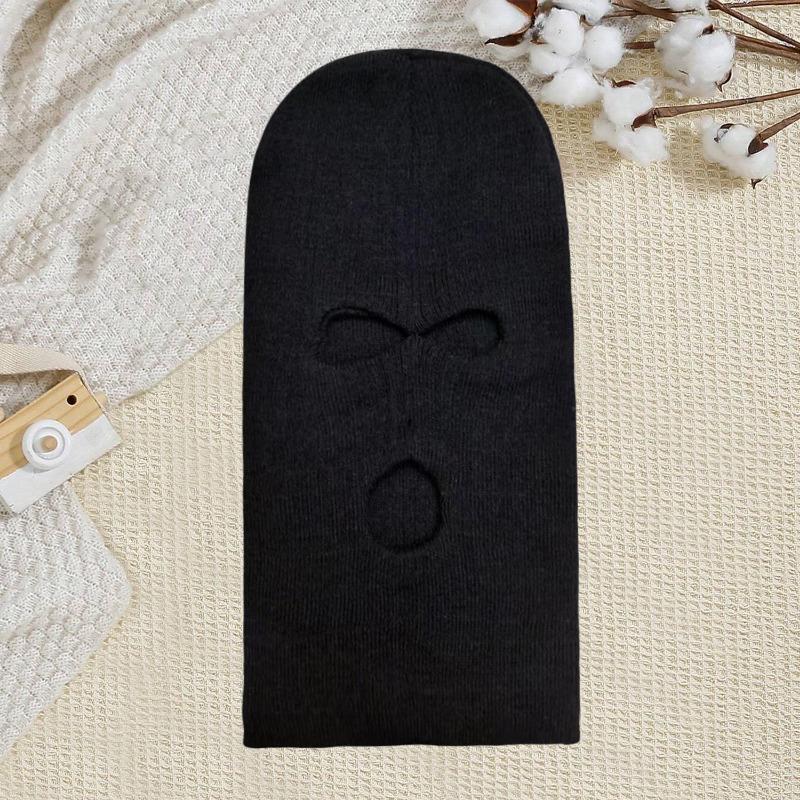 Warm cycling headgear Three-hole knitted hat Outdoor wool hat Outdoor windproof ski hat