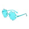 New personalized frameless four-leaf clover glasses, European and American fashion frameless sunglasses, trendy candy color