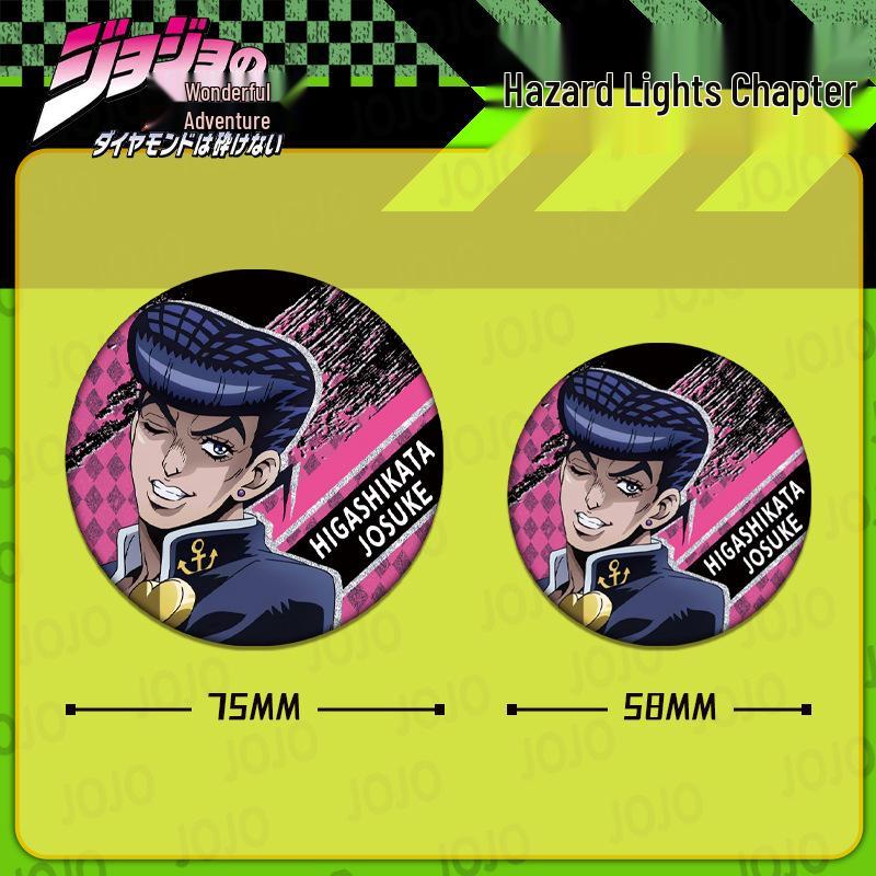 JOJO's Bizarre Adventure Double Flash Badge: HD Print, 75mm/58mm Diameter, Anime Button Pin