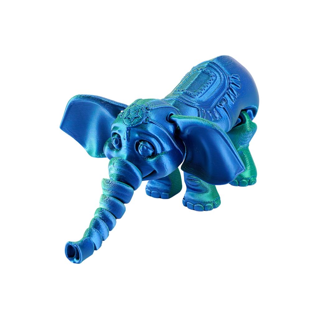 14.5cm Random Gradient 3D Printed Elephant Statue DIY Craft Animal Figurine with Movable Joint Elephant Ornament Tabletop Decor
