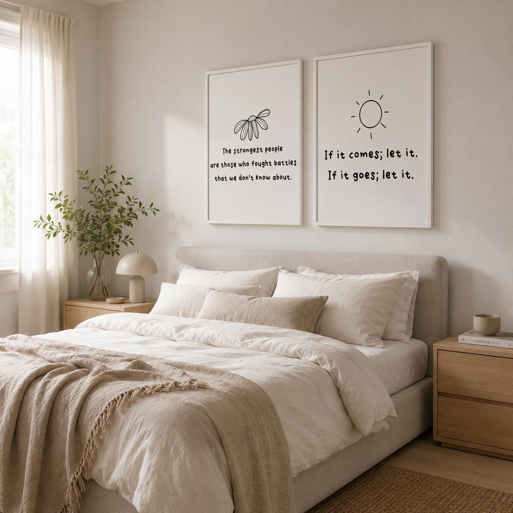 Inspirational Quotes Wall Art, Nordic Black White Canvas Painting, Minimalist Poster Print for Office Living Bedroom Decor