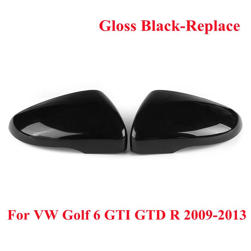 

2x крышка бокового зеркала под карбон для VW Volkswagen Golf 6 MK6 GTI GTD 2009-2013, крышка бокового зеркала заднего вида Gloss Black-Replace