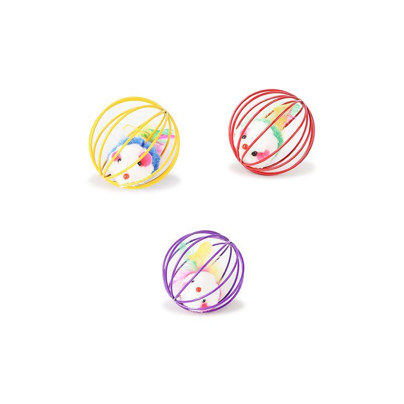 

Cat Toy Cage Mouse Funny Cat Stick Self-Hi Relieving Stuffy Muppet German Cat Consumption Physical Strength Rolling Ball Pet Supplies 3 [Upgraded Reinforcement Cages]]