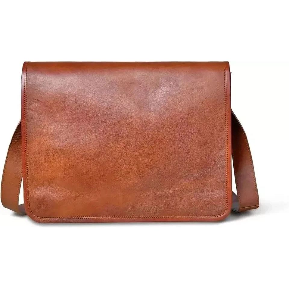 Tasche Leder Echt Herren Vintage Reise Schulter Laptop Herren Braun Messenger Neu