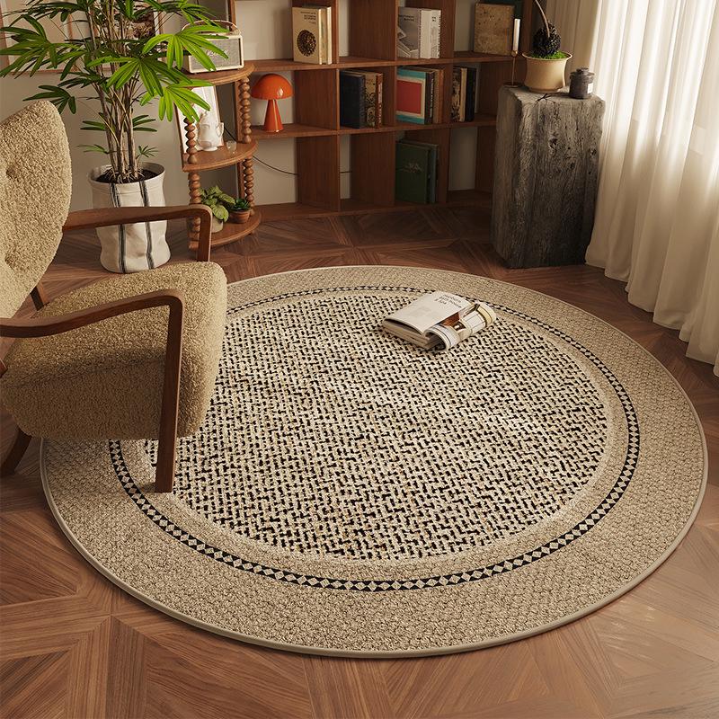 Round Flannel Modern Rug for Living Room, Study, or Bedroom - Perfect for Sofa, Coffee Table, Chair Pad, or Bedside Mat