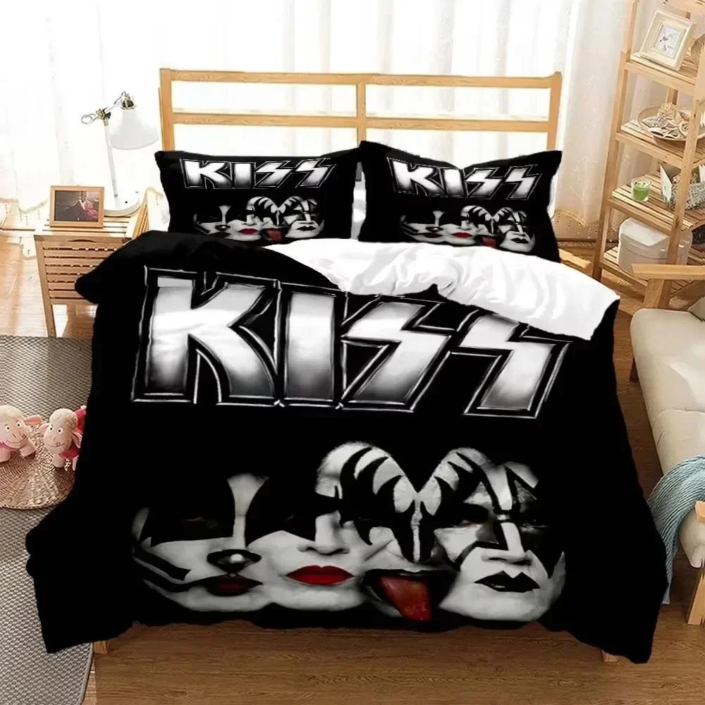 Comforter 3D Print Kiss Band Rock Bedding Set 3D Printed Suitable For Bedroom Kids Home Textile