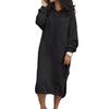 Women's Hooded Long-sleeved Sweatshirt Dress Front Sleeve Side Cleft Lined Sweatshirt Dress