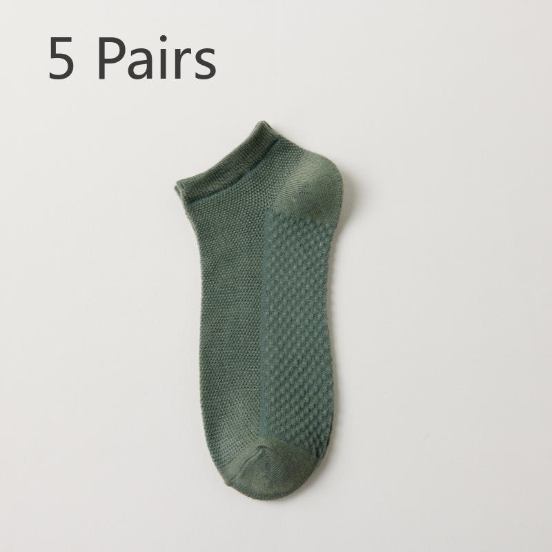 

5 пар мужских летних носков из чистого хлопка с антизапахом, впитывающих пот, массажных, не роняющих, с тонкими хлопковыми носками 5 Pairs армия зеленый