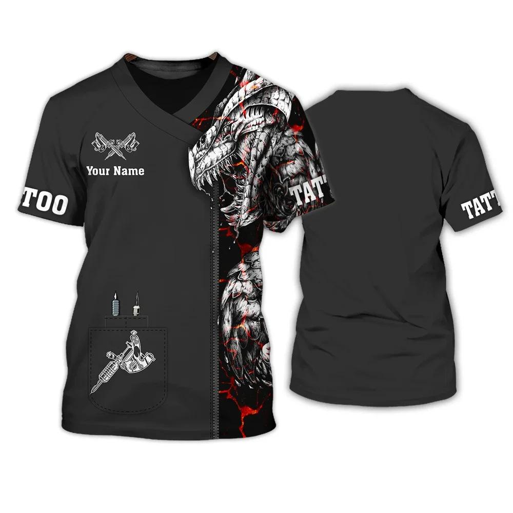 

Модная хип-хоп мужская футболка с коротким рукавом и цифровой печатью для татуировщика, повседневный круглый вырез в стиле ретро M