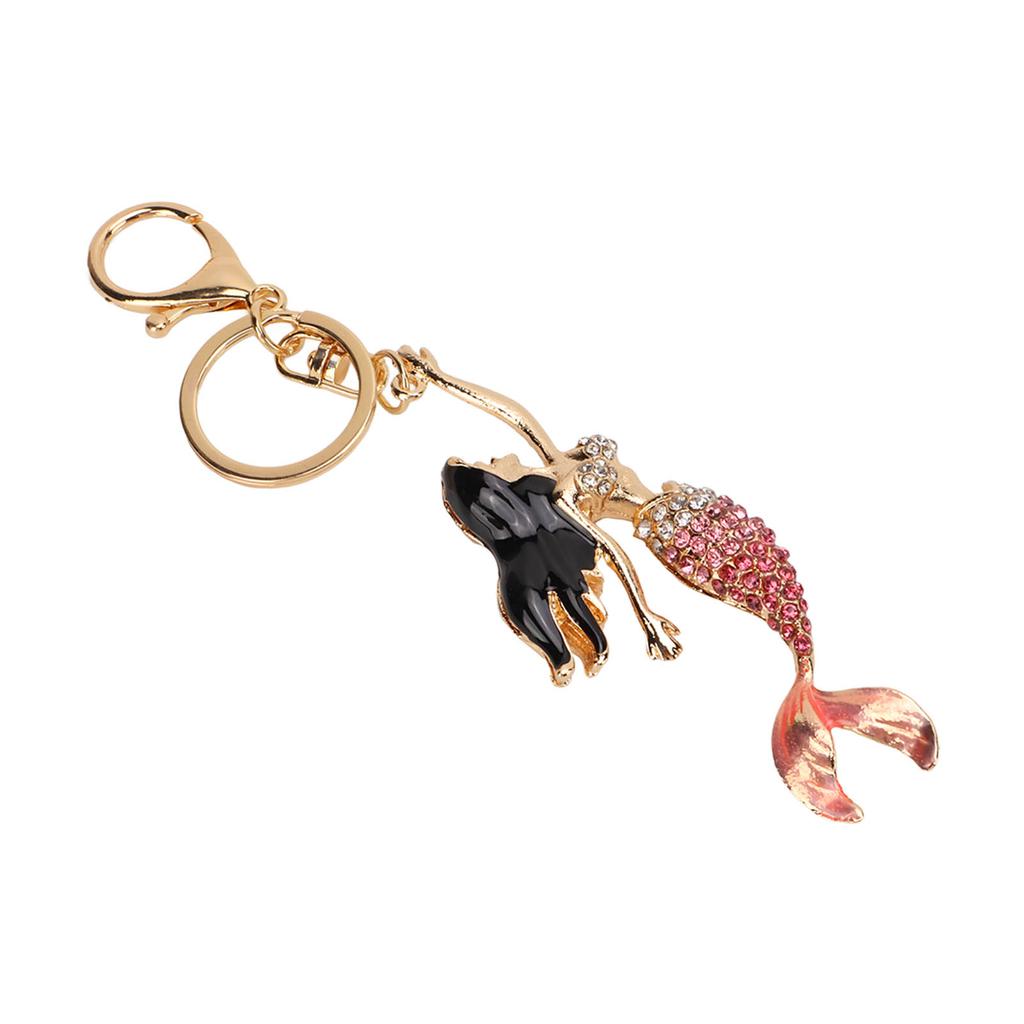 Keychain Pink Cute Cartoon Diamond Mermaid Car Keychain Ladies Bag Decoration Metal Pendant