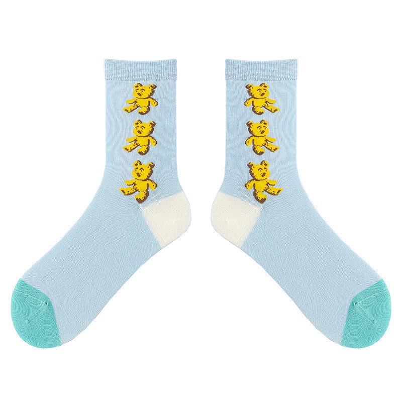 

Children s Summer Short-sleeved Socks with Cute Cartoon Illustrations on The Cuffs and Unique-shaped Hem. 1 pair синий