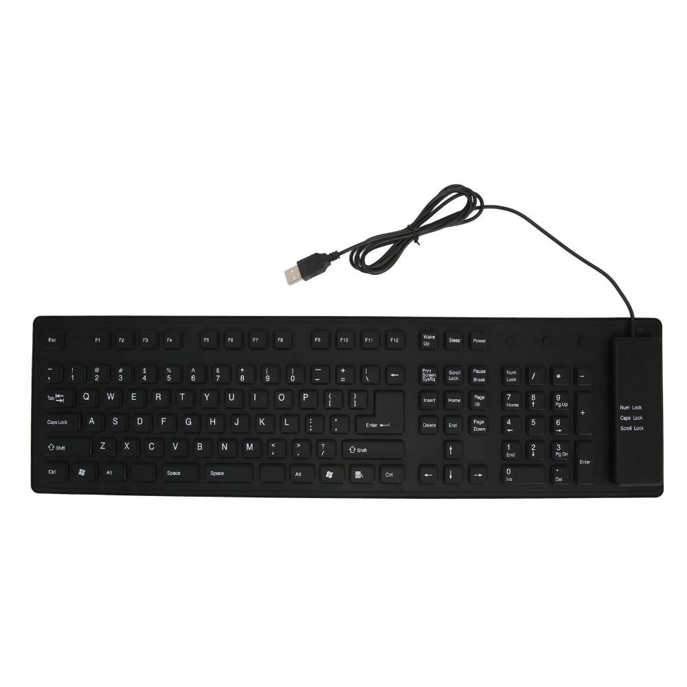 Waterproof USB Wired Keyboard 109 Keys Foldable Keyboard Portable Flexible Keyboard Desktop Laptop
