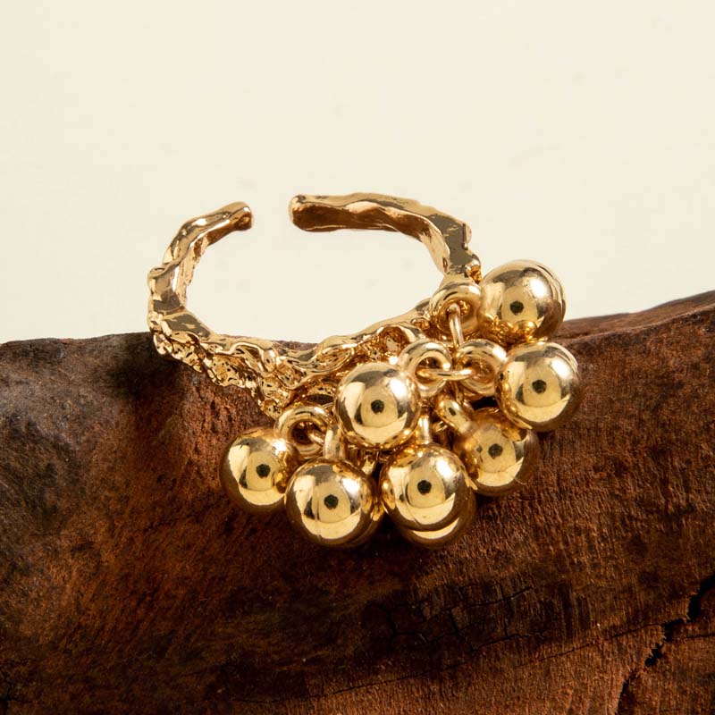 Vintage Gold Color Imitation Pearl Flower Open Rings For Women Exaggerated Metal Irregular Geometric Finger Rings Jewelry