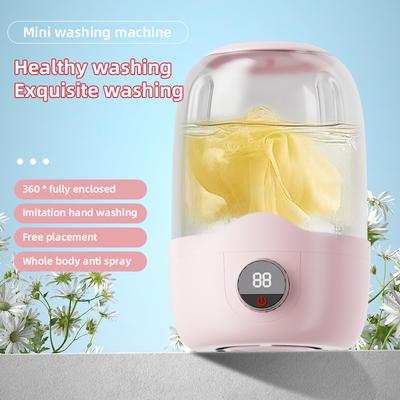 Mini Portable Washing Machine Rechargeable Travel Washer for Underwear Socks Small Laundry Bucket with Dehydration Function