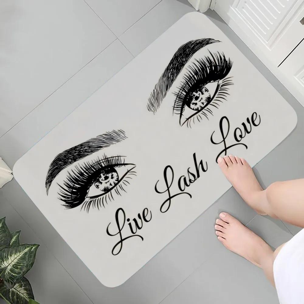 Eyelash Pattern Printed Carpet Flannel Foot Pad Mat Suitable for Bedroom Bathroom Kitchen Entrance Rug Home Decoration