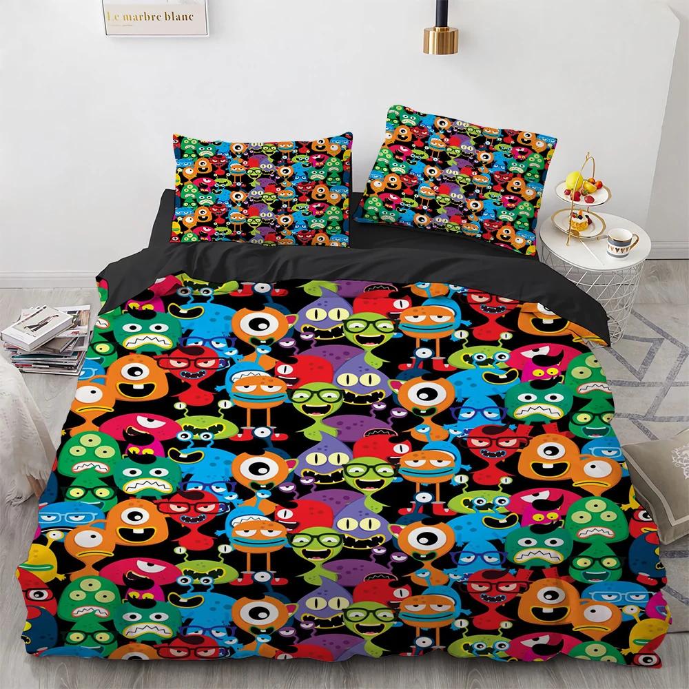 Comforter Microorganism Bacteria Comforter Bedding Set For Winter Little Monster Pathogen Be Riotous With Colour 3D
