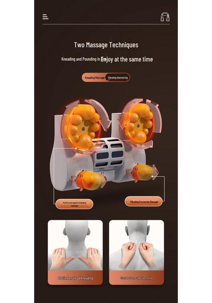 Portable Neck and Lumbar Heated Kneading Massager for Home and Car