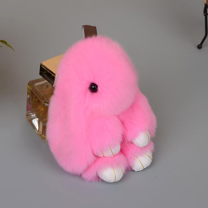 Plush Bunny Keychain Women Fur Angel Rabbit Key Ring Hare Plush Dolls Toy Girls Bag Car Key Pendant