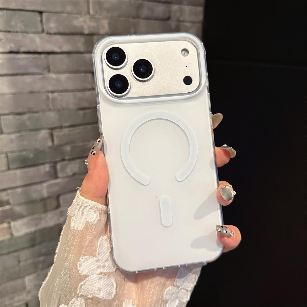 Frosted Magnetic Case For Magsafe Magnetic Phone Case For iPhone 17 16 15 Pro Max Air With Holder Wireless Charging Cover