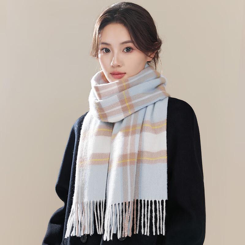 Hengyuanxiang Women's 100% Wool Plaid Winter Scarf