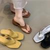 Niche Cool Slippers Women Wear Retro Temperament Simple Toe High Heel Thick Heel Sandals Women