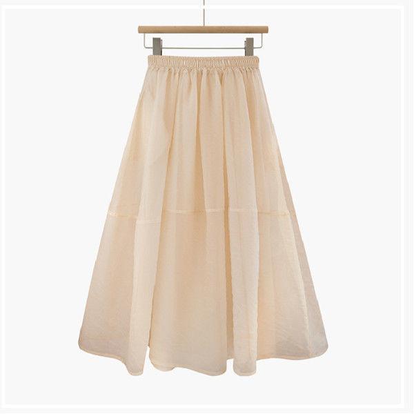 Summer New Half Length Skirt Medium Length Mesh A-line Skirt Eugen Yarn High Waist Student Fairy Skirt