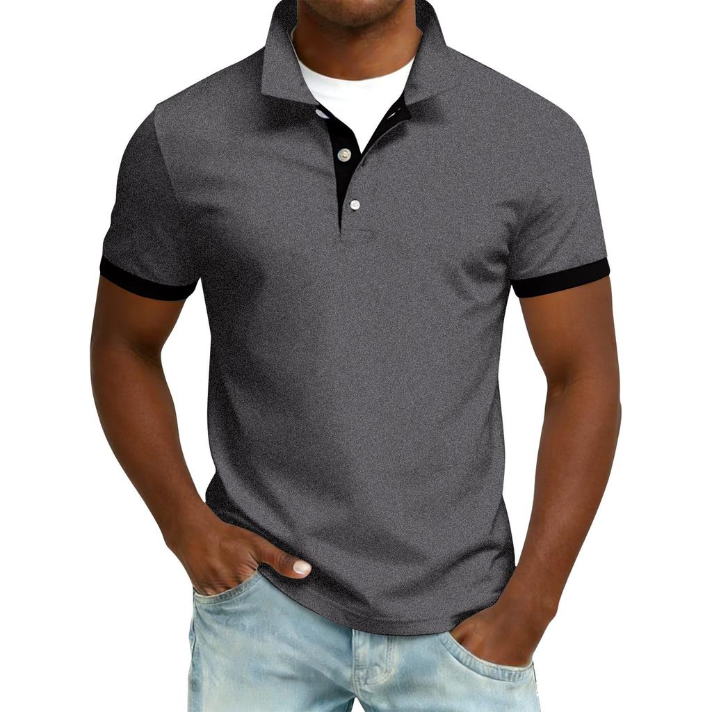 Men's Summer Button Lapel Loose Short Sleeve Top Men's Casual Fashion Top