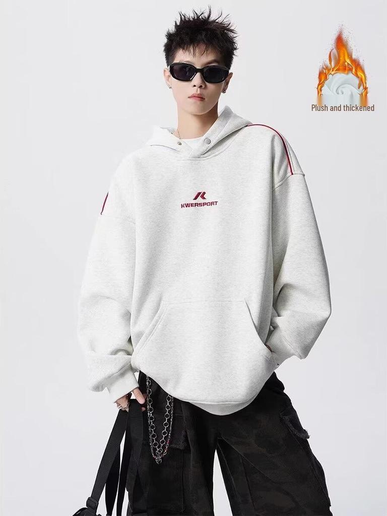 Unisex Trendy Button Design Hooded Sweatshirt - Versatile Loose Fit