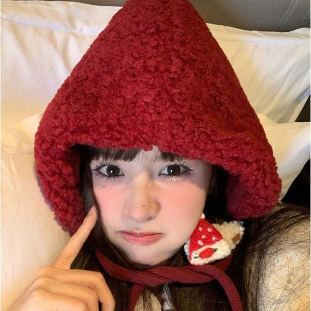 Beanie Lambswool Cap Solid Color Ear Protection Hat Personality Winter Plush Hat  Gifts