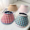 New dopamine checkerboard contrasting color empty top sunscreen hat girls summer outdoor big brim sun hat