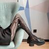 Style Fishnet Stockings Women Striped High Waist Fishnet Tights Summer Fishnet Hollow Floral Thigh High Pantyhose
