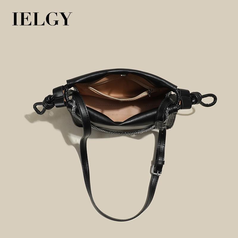 IELGY Exquisite Pleated Crossbody Bag with Adjustable Drawstring