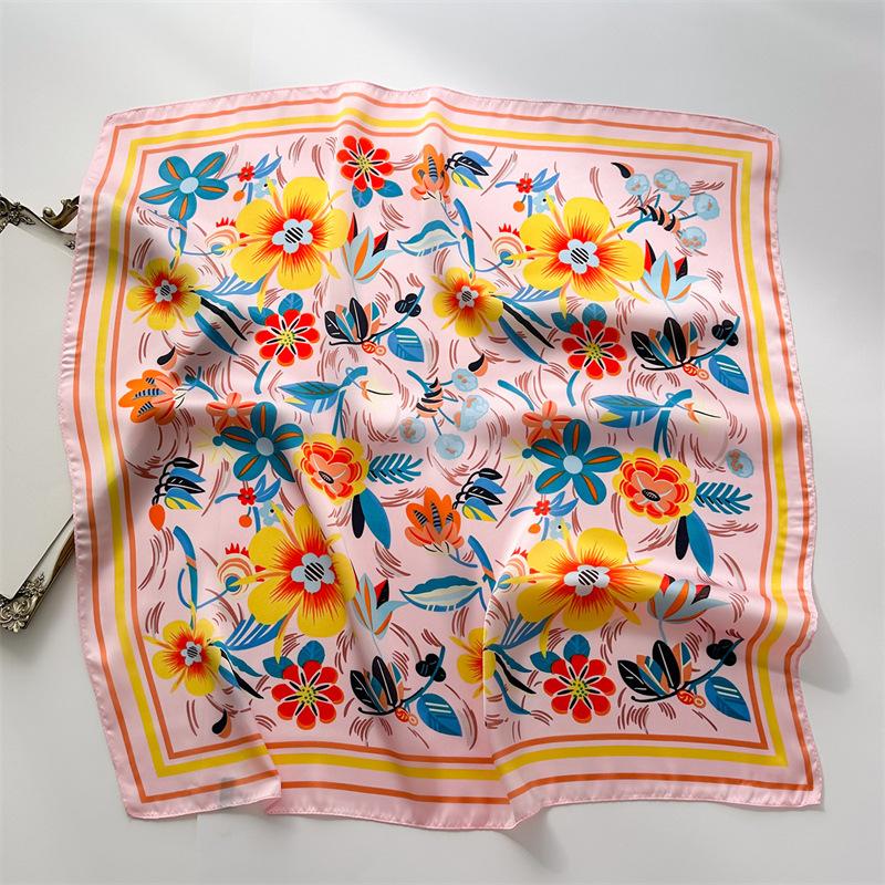 New Print 70*70cm Silk Square Scarf Women Neckerchief Female Headband Foulard Bag Ribbon Hairband Lady Hijab Bandana Scarfs